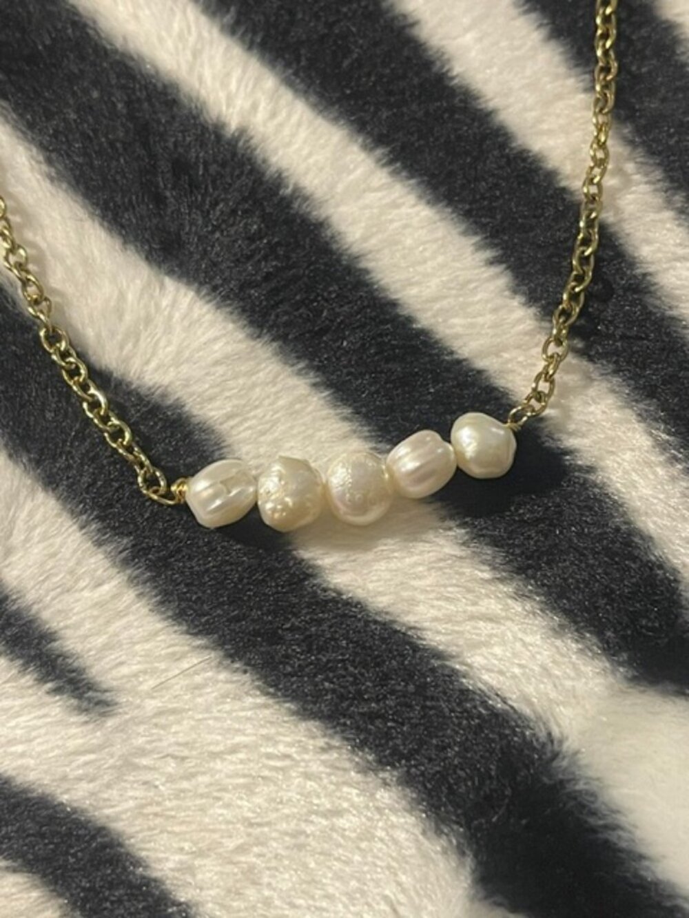 Freshwater Pearls-Baroque hand-designed necklace, 18KGP dainty chain 18" New!